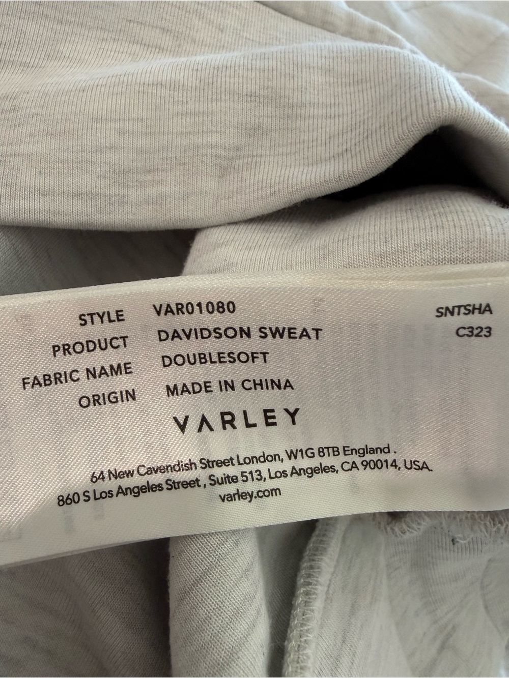 Varley Davidson Sweatshirt Doublesoft Heathered Gray Quarter Sip Size L - Picture 11 of 13